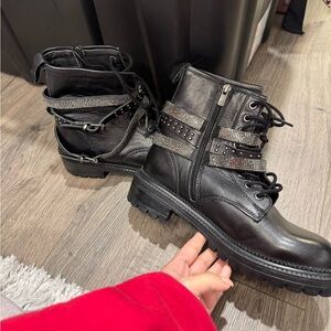 Steve Madden rhinestone moto boots